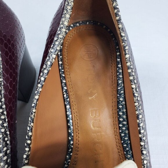 Tory Burch Women's White Pump Heels Jessa Leather Snake Print Slip-On Size 6M - Picture 10 of 11